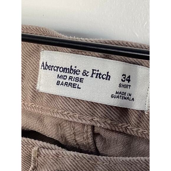Abercrombie & Fitch Women's Pockets Mid Rise Barrel Jeans Brown Size 34 Short - Picture 3 of 11
